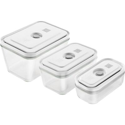ZWILLING Set van 3 vacuümdozen, S/M/L, glas, Fresh & Save wit ZWILLING Set van 3 vacuümdozen, S/M/L, glas, Fresh & Save wit