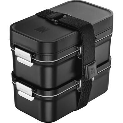 ZWILLING FRESH & SAVE Lunchbox om mee te nemen met roestvrijstalen bestek, onbreekbaar, lege functie, zwart ZWILLING FRESH & SAVE Lunchbox om mee te nemen met roestvrijstalen bestek, onbreekbaar, lege functie, zwart