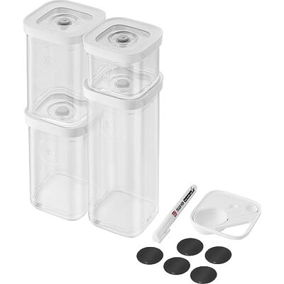 ZWILLING Fresh & Save Cube opbergdozen met 4 opbergdozen, maatlepel, NFC-etiketten, krijtstift, maat S, 6 stuks ZWILLING Fresh & Save Cube opbergdozen met 4 opbergdozen, maatlepel, NFC-etiketten, krijtstift, maat S, 6 stuks