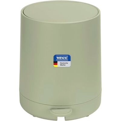 WENKO Fablo Cosmetica-afvalemmer met pedaal, kunststof, met soft-touch-coating, 5 l, easy-close-sluiting, afneembare bak, voor badkamer, keuken, kantoor, mat groen WENKO Fablo Cosmetica-afvalemmer met pedaal, kunststof, met soft-touch-coating, 5 l, easy-close-sluiting, afneembare bak, voor badkamer, keuken, kantoor, mat groen