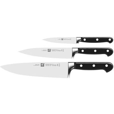 ZWILLING Set van 3 messen rekelmes, vleesmes, koksmes , speciaal roestvrij staal, zwarte handgreep, professionele S-serie Couteau de chef 20 cm, à trancher 16 cm, d’office 10 cm, forgés, lame FRIODUR® durcie à froid, fabriqués en Allemagne ZWILLING Set van 3 messen rekelmes, vleesmes, koksmes , speciaal roestvrij staal, zwarte handgreep, professionele S-serie Couteau de chef 20 cm, à trancher 16 cm, d’office 10 cm, forgés, lame FRIODUR® durcie à froid, fabriqués en Allemagne