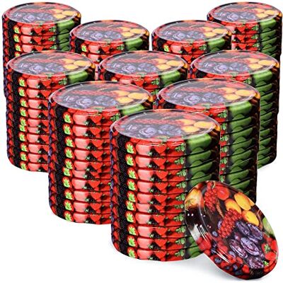 KADAX 100 stuks schroefdeksels fi82 mm metaal reservedeksel voor inmaakpotten, deksels met 6 sluittanden voor potten en bokalen fruit KADAX 100 stuks schroefdeksels fi82 mm metaal reservedeksel voor inmaakpotten, deksels met 6 sluittanden voor potten en bokalen fruit