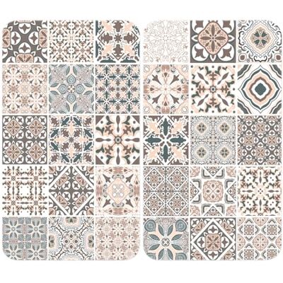 WENKO Kookplaatbescherming ‘Carreaux de ciment‘, kookplaatbescherming voor inductie, gasfornuis, vitrokeramische kookplaat, gehard glas, 2 stuks, 30 x 52 cm WENKO Kookplaatbescherming ‘Carreaux de ciment‘, kookplaatbescherming voor inductie, gasfornuis, vitrokeramische kookplaat, gehard glas, 2 stuks, 30 x 52 cm