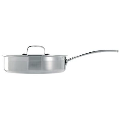 Le Creuset Stoofpan met deksel, Ø 24 cm, roestvrij staal, 3-laags, zilverkleurig, 96202124001000 Le Creuset Stoofpan met deksel, Ø 24 cm, roestvrij staal, 3-laags, zilverkleurig, 96202124001000