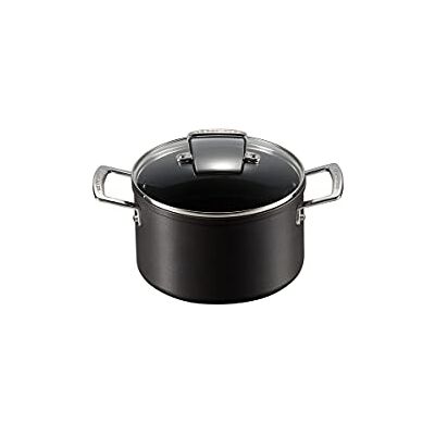 Le Creuset Kookpan van gesmeed aluminium met glazen deksel, 20 cm, antraciet/zilver, 51102200010502 Le Creuset Kookpan van gesmeed aluminium met glazen deksel, 20 cm, antraciet/zilver, 51102200010502