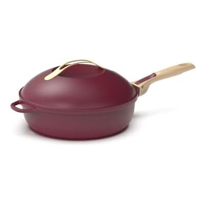 COOKUT La Fabuleosa braadpan, 2 handgrepen, 8-in-1, 28 cm, robijnrood metaal COOKUT La Fabuleosa braadpan, 2 handgrepen, 8-in-1, 28 cm, robijnrood metaal