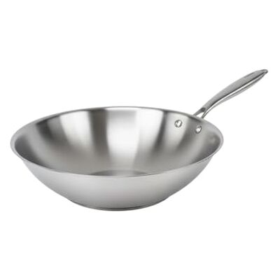 Fackelmann Vita3 Wok roestvrij staal drievoudige diffuser bodem, zonder lijm, PFA-vrij, geschikt voor inductie, gas, vitro en oven, perfecte afdichting, vaatwasser 28 cm Fackelmann Vita3 Wok roestvrij staal drievoudige diffuser bodem, zonder lijm, PFA-vrij, geschikt voor inductie, gas, vitro en oven, perfecte afdichting, vaatwasser 28 cm