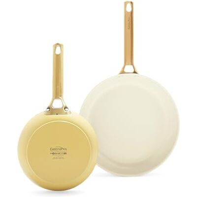 GreenPan Reserve Lot de poêles à frire antiadhésives en céramique anodisée dure 20 et 26 cm de diamètre, poignée dorée, sans PFAS, induction, passe au lave-vaisselle, au four, cadeau de fête des mères GreenPan Reserve Lot de poêles à frire antiadhésives en céramique anodisée dure 20 et 26 cm de diamètre, poignée dorée, sans PFAS, induction, passe au lave-vaisselle, au four, cadeau de fête des mères