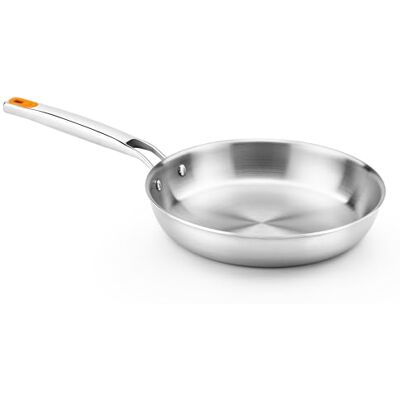 BRA Efficient Inox 3-laags koekenpan 26 cm (binnenkant van roestvrij staal 18/10 + binnen aluminium + buitenkant van roestvrij staal 18/0 magnetisch), geschikt voor inductie, zonder antiaanbaklaag BRA Efficient Inox 3-laags koekenpan 26 cm (binnenkant van roestvrij staal 18/10 + binnen aluminium + buitenkant van roestvrij staal 18/0 magnetisch), geschikt voor inductie, zonder antiaanbaklaag