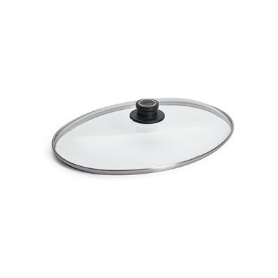 Woll Ovale deksel van veiligheidsglas, 38 x 28,4 cm, met ontluchtingsknop en roestvrijstalen rand, transparant glazen deksel voor braden, pannen en potten, ovenvast tot Woll Ovale deksel van veiligheidsglas, 38 x 28,4 cm, met ontluchtingsknop en roestvrijstalen rand, transparant glazen deksel voor braden, pannen en potten, ovenvast tot