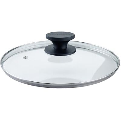Fackelmann Pannendeksel van glas, 24 cm, hittebestendig, bakeliethandvat, ombré-zwart, universeel deksel voor alle pannen Fackelmann Pannendeksel van glas, 24 cm, hittebestendig, bakeliethandvat, ombré-zwart, universeel deksel voor alle pannen