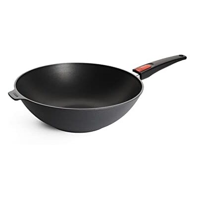 Woll Diamond Lite Wok en mengpan van gietijzer Ø 32 cm met afneembare handgreep, antiaanbakpan van gegoten aluminium met diamantcoating, geschikt voor inductie en oven, geschikt voor alle Woll Diamond Lite Wok en mengpan van gietijzer Ø 32 cm met afneembare handgreep, antiaanbakpan van gegoten aluminium met diamantcoating, geschikt voor inductie en oven, geschikt voor alle