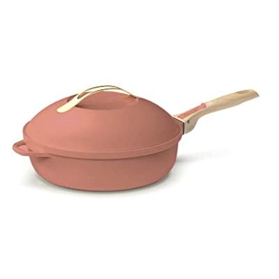 COOKUT De fantastische 8-in-1 pan – één gebruiksvoorwerp dat pan, pan, sauteerpan, braadpan vervangt Met 2 afneembare handgrepen, stoom/frituurmand, houten spatel PIOEN, Roze COOKUT De fantastische 8-in-1 pan – één gebruiksvoorwerp dat pan, pan, sauteerpan, braadpan vervangt Met 2 afneembare handgrepen, stoom/frituurmand, houten spatel PIOEN, Roze