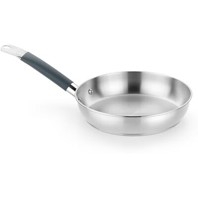 BRA Master Pan 20 cm, roestvrij staal, zonder antiaanbaklaag, PFOA-vrij, Full Induction, geschikt voor alle warmtebronnen, roestvrijstalen handgreep met siliconen coating BRA Master Pan 20 cm, roestvrij staal, zonder antiaanbaklaag, PFOA-vrij, Full Induction, geschikt voor alle warmtebronnen, roestvrijstalen handgreep met siliconen coating