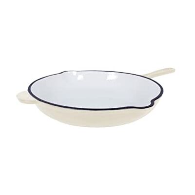 ECHTWERK Braadpan van gietijzer met geëmailleerde coating, gietijzeren pan, pan met twee handgrepen en schenktuit, geschikt voor oven, barbecue, barbecue en inductie, crème, Ø 26,5 cm, diameter crème ECHTWERK Braadpan van gietijzer met geëmailleerde coating, gietijzeren pan, pan met twee handgrepen en schenktuit, geschikt voor oven, barbecue, barbecue en inductie, crème, Ø 26,5 cm, diameter crème
