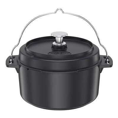 RÖSLE VARIO Dutch Oven Premium Hollandse braadpan van geëmailleerd gietijzer, deksel als pan te gebruiken, met draagbeugel, 8,5 l, 36 x 30 x 22,5 cm, zwart RÖSLE VARIO Dutch Oven Premium Hollandse braadpan van geëmailleerd gietijzer, deksel als pan te gebruiken, met draagbeugel, 8,5 l, 36 x 30 x 22,5 cm, zwart