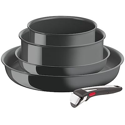 Rowenta Tefal Ingenio Renew 5-delige set, pannen 22/28 cm, steelpannen 16/20 cm, afneembare handgreep, inductie, keramische antiaanbaklaag, thermo-signaalfunctie, gerecycleerd, gemaakt in Frankrijk L2619002 Système breveté à poignée amovible Revêtement Rowenta Tefal Ingenio Renew 5-delige set, pannen 22/28 cm, steelpannen 16/20 cm, afneembare handgreep, inductie, keramische antiaanbaklaag, thermo-signaalfunctie, gerecycleerd, gemaakt in Frankrijk L2619002 Système breveté à poignée amovible Revêtement
