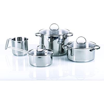 Moneta Allegro 7-delige roestvrijstalen set pot 22 cm, gebroken, 2 m. 20 cm, gebroken, 1 m. 16 cm, waterkoker 12 cm, deksel 16-20-22 cm, voor elke kookplaat Moneta Allegro 7-delige roestvrijstalen set pot 22 cm, gebroken, 2 m. 20 cm, gebroken, 1 m. 16 cm, waterkoker 12 cm, deksel 16-20-22 cm, voor elke kookplaat