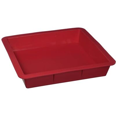 Crealys 513014 bakvorm, vierkant, siliconen, rood Crealys 513014 bakvorm, vierkant, siliconen, rood