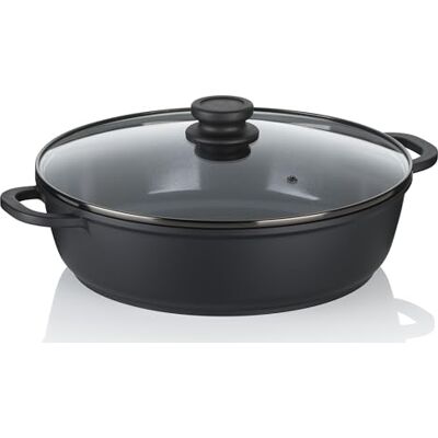 kela Atura 15167 serveerpan van gegoten aluminium met keramische coating, PFAS-vrij, hittebestendig tot 250 °C, zwart, 5 liter kela Atura 15167 serveerpan van gegoten aluminium met keramische coating, PFAS-vrij, hittebestendig tot 250 °C, zwart, 5 liter