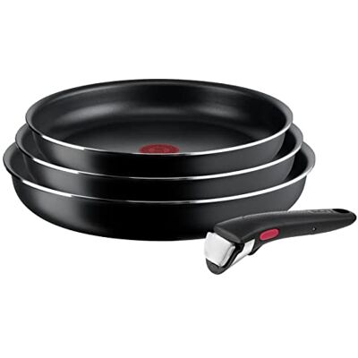 Tefal Ingenio Easy On Set van 3 pannen 22/24/26 cm, antiaanbaklaag, titanium coating, thermosignaal, afneembare steel, vaatwasmachine- en ovenbestendig, niet geschikt voor inductie. Tefal Ingenio Easy On Set van 3 pannen 22/24/26 cm, antiaanbaklaag, titanium coating, thermosignaal, afneembare steel, vaatwasmachine- en ovenbestendig, niet geschikt voor inductie.