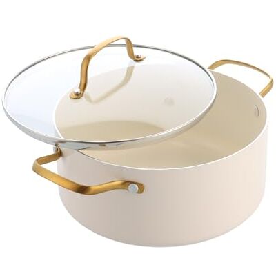 Blue Diamond bleu Diamond Gold revêtement antiadhésif céramique cocotte 24 cm/4, 91 L, renforcé de diamants sans PFAS, induction, couvercle en verre, compatible lave-vaisselle et résiste au four Blue Diamond bleu Diamond Gold revêtement antiadhésif céramique cocotte 24 cm/4, 91 L, renforcé de diamants sans PFAS, induction, couvercle en verre, compatible lave-vaisselle et résiste au four