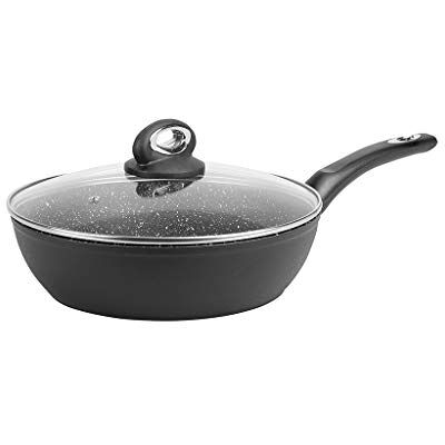 Sitram 711708, Sautepan Granité, diameter 24 cm, van gesmeed aluminium, zwarte antiaanbaklaag, zonder PFOA steenlook glazen deksel voor alle warmtebronnen inclusief inductie Sitram 711708, Sautepan Granité, diameter 24 cm, van gesmeed aluminium, zwarte antiaanbaklaag, zonder PFOA steenlook glazen deksel voor alle warmtebronnen inclusief inductie