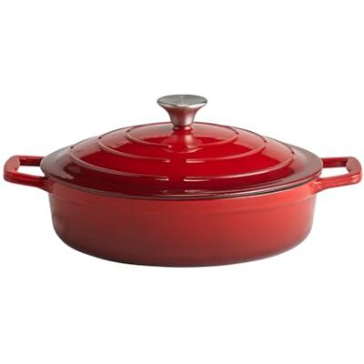 APS 88304 5 Stars Gietijzeren stoofpan met deksel, geschikt voor inductie, ovenvast met dekselhouder, Ø 28 cm, 3 liter, rood APS 88304 5 Stars Gietijzeren stoofpan met deksel, geschikt voor inductie, ovenvast met dekselhouder, Ø 28 cm, 3 liter, rood
