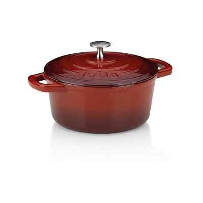 kela 11948 Braadpan met deksel, gietijzer, laagje email, hoge warmte-opslag, geschikt voor inductiekookplaten, 2.5L, rood, rond, Calido kela 11948 Braadpan met deksel, gietijzer, laagje email, hoge warmte-opslag, geschikt voor inductiekookplaten, 2.5L, rood, rond, Calido