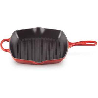 Le Creuset Signature Gietijzeren Grillpan, 26 Cm, Vierkant, Kersenrood Le Creuset Signature Gietijzeren Grillpan, 26 Cm, Vierkant, Kersenrood