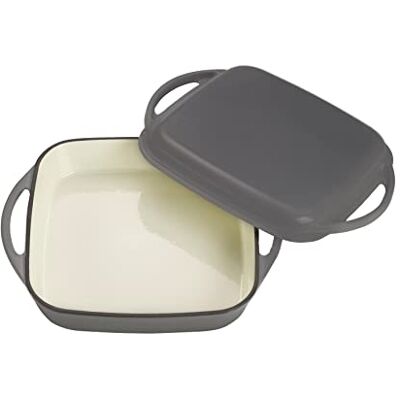 ECHTWERK Universele 2-in-1 braadpan van gietijzer met deksel, gietijzeren braadpan met emaille coating, geschikt voor oven, barbecue, barbecue en inductie, grijs, 1,5 liter ECHTWERK Universele 2-in-1 braadpan van gietijzer met deksel, gietijzeren braadpan met emaille coating, geschikt voor oven, barbecue, barbecue en inductie, grijs, 1,5 liter