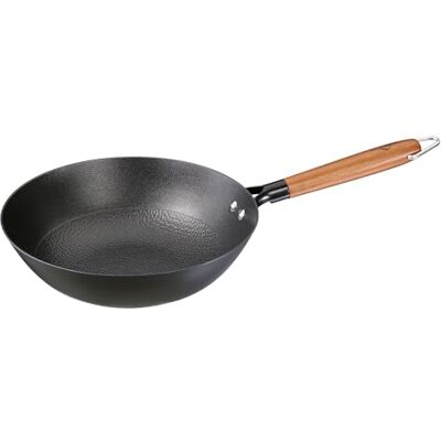 Küchenprofi Country Wokpan van geëmailleerd gietijzer met houten handvat, antiaanbaklaag, 28 cm, zwart, geschikt voor inductiekookplaten, 28 cm diameter Küchenprofi Country Wokpan van geëmailleerd gietijzer met houten handvat, antiaanbaklaag, 28 cm, zwart, geschikt voor inductiekookplaten, 28 cm diameter