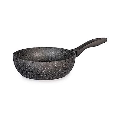 H&H Stone Grey aluminium wok met antiaanbaklaag, 20 cm, inductie H&H Stone Grey aluminium wok met antiaanbaklaag, 20 cm, inductie