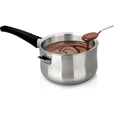 IBILI 774016 Bain Marie steelpan, roestvrij staal, 16 cm, dubbelwandig, zilver/zwart IBILI 774016 Bain Marie steelpan, roestvrij staal, 16 cm, dubbelwandig, zilver/zwart