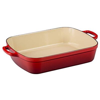 Le Creuset Signature geëmailleerde gietijzeren braadpan met handgreep en twee schenklippen, voor alle soorten kookplaat en ovens, 37 cm, 6,6 liter, kersenrood Le Creuset Signature geëmailleerde gietijzeren braadpan met handgreep en twee schenklippen, voor alle soorten kookplaat en ovens, 37 cm, 6,6 liter, kersenrood
