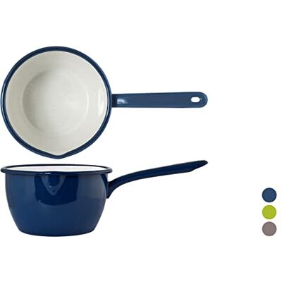 H&H Geëmailleerde steelpan met schenktuit, 16 cm H&H Geëmailleerde steelpan met schenktuit, 16 cm