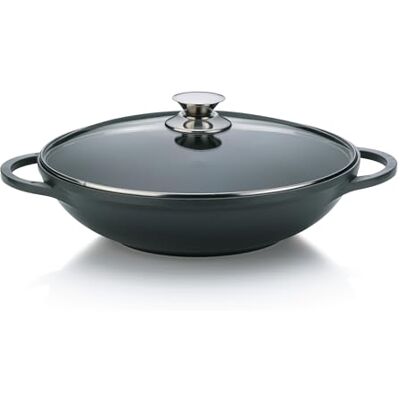 kela 15157 Wok + deksel, gegoten aluminium geschikt voor inductie, diameter 32 cm, inhoud 4 liter, 'Kerros' kela 15157 Wok + deksel, gegoten aluminium geschikt voor inductie, diameter 32 cm, inhoud 4 liter, 'Kerros'