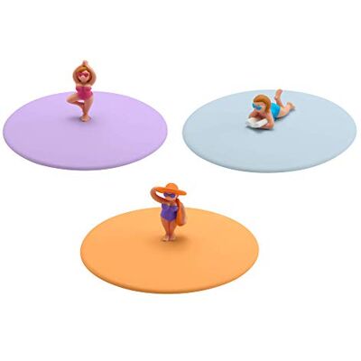 Lurch 210199 Beach Girls 3 Deksels (Yolanda Yoga, Berta, Theresa-zak), glazen deksel van 100% BPA-vrije platina-siliconen, diameter 10,5 cm Lurch 210199 Beach Girls 3 Deksels (Yolanda Yoga, Berta, Theresa-zak), glazen deksel van 100% BPA-vrije platina-siliconen, diameter 10,5 cm