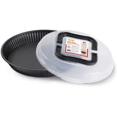 Guardini Bake Away, 28 cm taartvorm met transportdeksel, van staal met antiaanbaklaag, kleur zwart, TU Guardini Bake Away, 28 cm taartvorm met transportdeksel, van staal met antiaanbaklaag, kleur zwart, TU