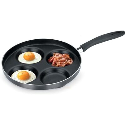 Tescoma 594244 koekenpan met vier cirkels met antiaanbaklaag, voor het koken van pannenkoeken, eieren en hamburgers, diameter 24 cm, zwart Tescoma 594244 koekenpan met vier cirkels met antiaanbaklaag, voor het koken van pannenkoeken, eieren en hamburgers, diameter 24 cm, zwart