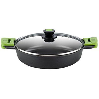 BRA Prior Lage kookpan 36 cm, gegoten aluminium, met antiaanbaklaag, innovaties zonder PFOA, met glazen deksel en afneembare siliconen handgrepen, voor alle warmtebronnen inclusief inductie BRA Prior Lage kookpan 36 cm, gegoten aluminium, met antiaanbaklaag, innovaties zonder PFOA, met glazen deksel en afneembare siliconen handgrepen, voor alle warmtebronnen inclusief inductie