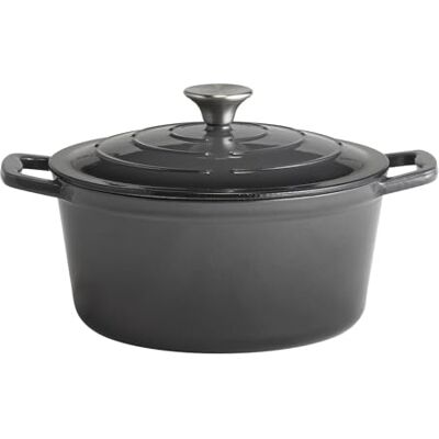 APS 88303 5 Stars gietijzeren stoofpan met deksel geschikt voor inductie en oven met dekselhouder, Ø 25 cm, 4 liter, antraciet APS 88303 5 Stars gietijzeren stoofpan met deksel geschikt voor inductie en oven met dekselhouder, Ø 25 cm, 4 liter, antraciet