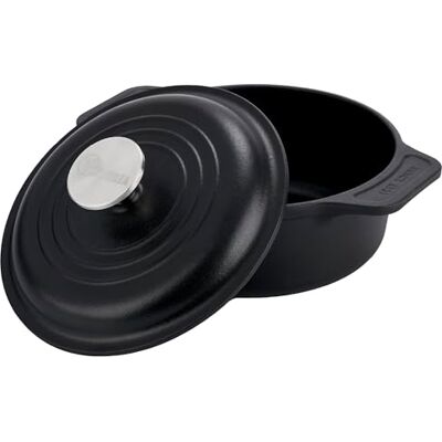 VICTORIA Gietijzeren braadpan, gekruid, 20 cm/1,9 l, Nederlandse oven, gegoten gietijzer, zonder giftige stoffen, zonder PTFE, geschikt voor barbecue, oven, inductie, gas VICTORIA Gietijzeren braadpan, gekruid, 20 cm/1,9 l, Nederlandse oven, gegoten gietijzer, zonder giftige stoffen, zonder PTFE, geschikt voor barbecue, oven, inductie, gas