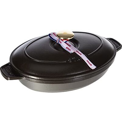 STAUB Warm gietijzeren bord, ovaal, Ø 23 cm, 1 l, mat zwart STAUB Warm gietijzeren bord, ovaal, Ø 23 cm, 1 l, mat zwart