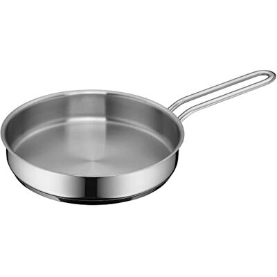 WMF Mini koekenpan klein 18 cm, Cromargan gepolijst roestvrij staal, ongecoat, inductie, stapelbaar, ideaal voor kleine porties of individuele huishoudens WMF Mini koekenpan klein 18 cm, Cromargan gepolijst roestvrij staal, ongecoat, inductie, stapelbaar, ideaal voor kleine porties of individuele huishoudens