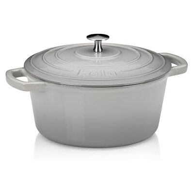 kela Calido 12606 Kookpan met deksel, gietijzer, goede warmte-opslag, ook geschikt voor inductie, 3,8 l, grijs, rond, kela Calido 12606 Kookpan met deksel, gietijzer, goede warmte-opslag, ook geschikt voor inductie, 3,8 l, grijs, rond,