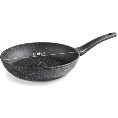 LACOR 26818 Java-pan van gesmeed aluminium, 100% PFOA-vrij, anti-aanbaklaag, steendeeltjes, bodem Full Induction, Ø 18 x 4 cm, zwart LACOR 26818 Java-pan van gesmeed aluminium, 100% PFOA-vrij, anti-aanbaklaag, steendeeltjes, bodem Full Induction, Ø 18 x 4 cm, zwart