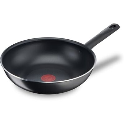 Rowenta Tefal Day By Day On-wok, 28 cm, 18/10 staal, B56419AZ Wok pour repas familiaux Compatible gaz électrique vitrocéramique Indicateur Thermo-Signal Bords verseurs Sans PFOA Rowenta Tefal Day By Day On-wok, 28 cm, 18/10 staal, B56419AZ Wok pour repas familiaux Compatible gaz électrique vitrocéramique Indicateur Thermo-Signal Bords verseurs Sans PFOA