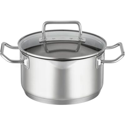 RÖSLE EXPERTISO Universele braadpan van roestvrij staal 18/10, 20 cm, glazen deksel, binnenschaal, geschikt voor inductie, vaatwasmachinebestendig, zilver RÖSLE EXPERTISO Universele braadpan van roestvrij staal 18/10, 20 cm, glazen deksel, binnenschaal, geschikt voor inductie, vaatwasmachinebestendig, zilver