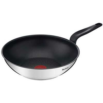 Rowenta Tefal Primary, Wok 28 cm roestvrij staal, titanium antiaanbaklaag, thermo-signaal, inductiebasis, bakeliethandgreep, gelijkmatig koken, gemakkelijk te reinigen, recyclebaar, E3091904 Poêle inox induction pour sauter légumes et viandes Revêtement Rowenta Tefal Primary, Wok 28 cm roestvrij staal, titanium antiaanbaklaag, thermo-signaal, inductiebasis, bakeliethandgreep, gelijkmatig koken, gemakkelijk te reinigen, recyclebaar, E3091904 Poêle inox induction pour sauter légumes et viandes Revêtement